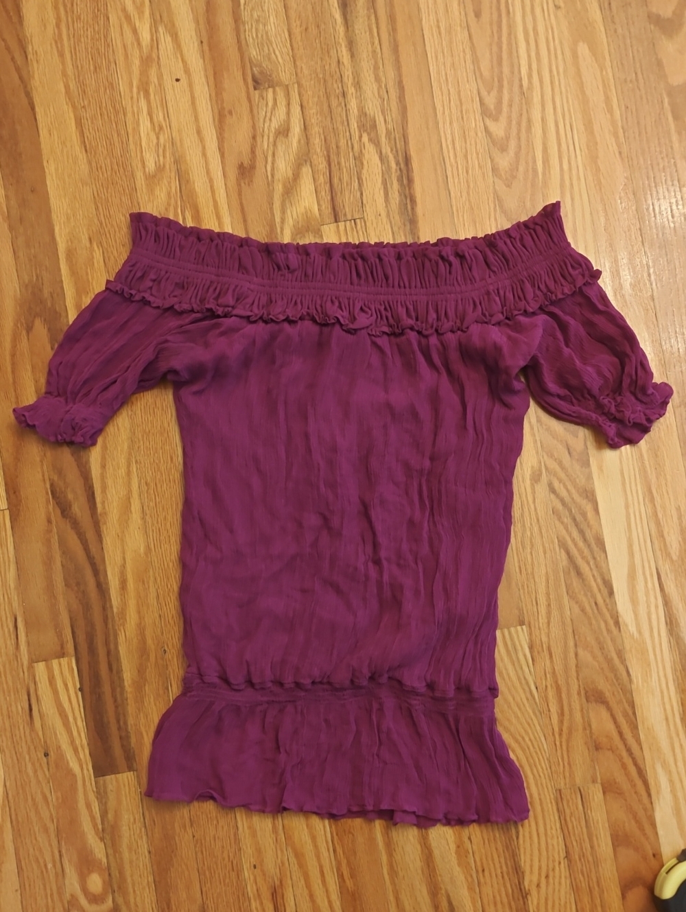 Marciano Off-Shoulder Ruffled Purple Top